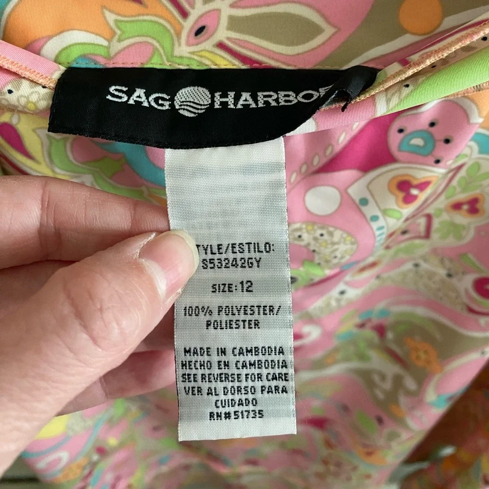Y2K Sag Harbor Women Pink Multicolor Paisley Floral Knee Length Summer Skirt 12 - Picture 11 of 12
